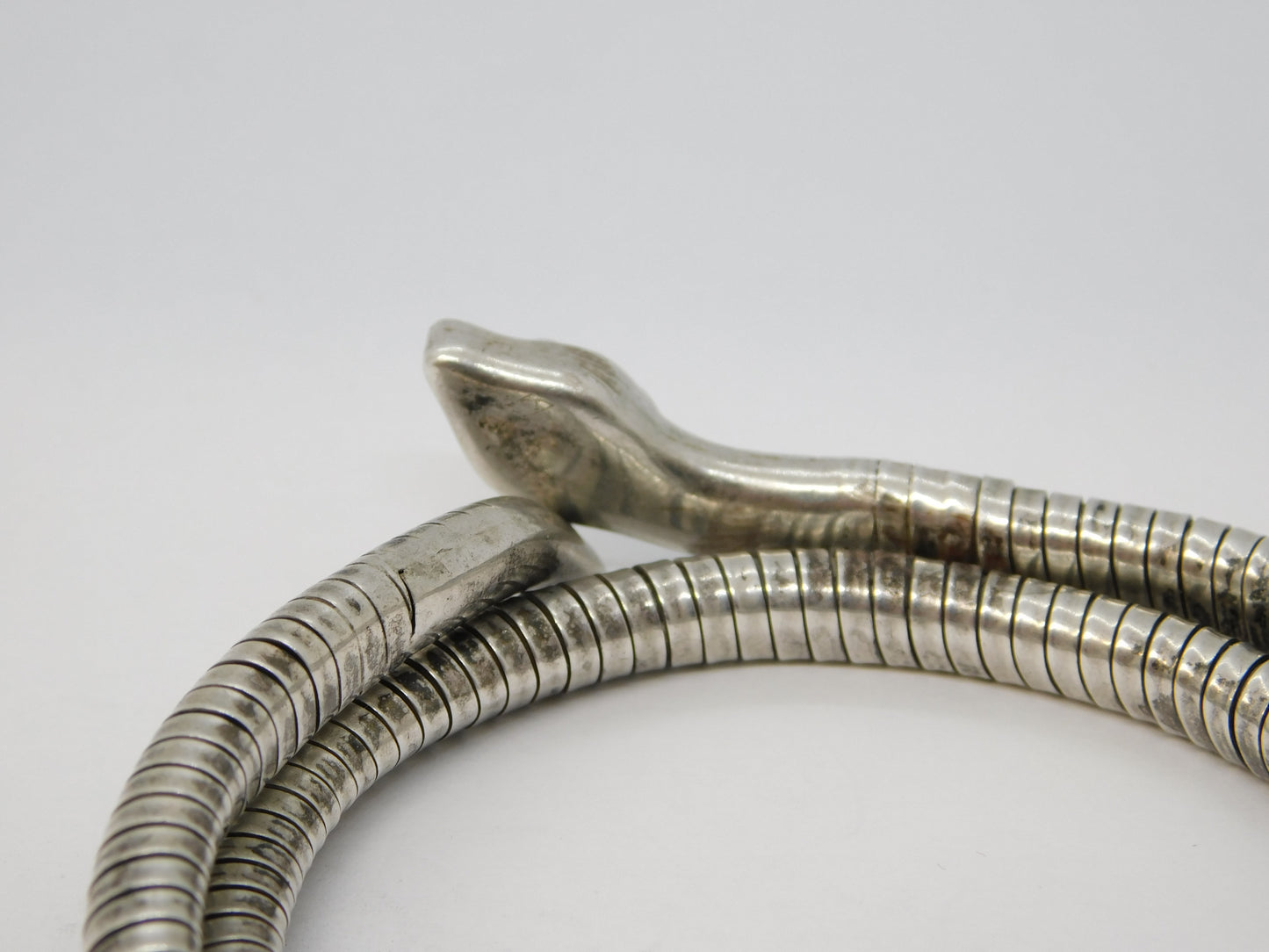 19th Century .835 Silver Articulated Snake Serpent Bangle Bracelet Antique c1880