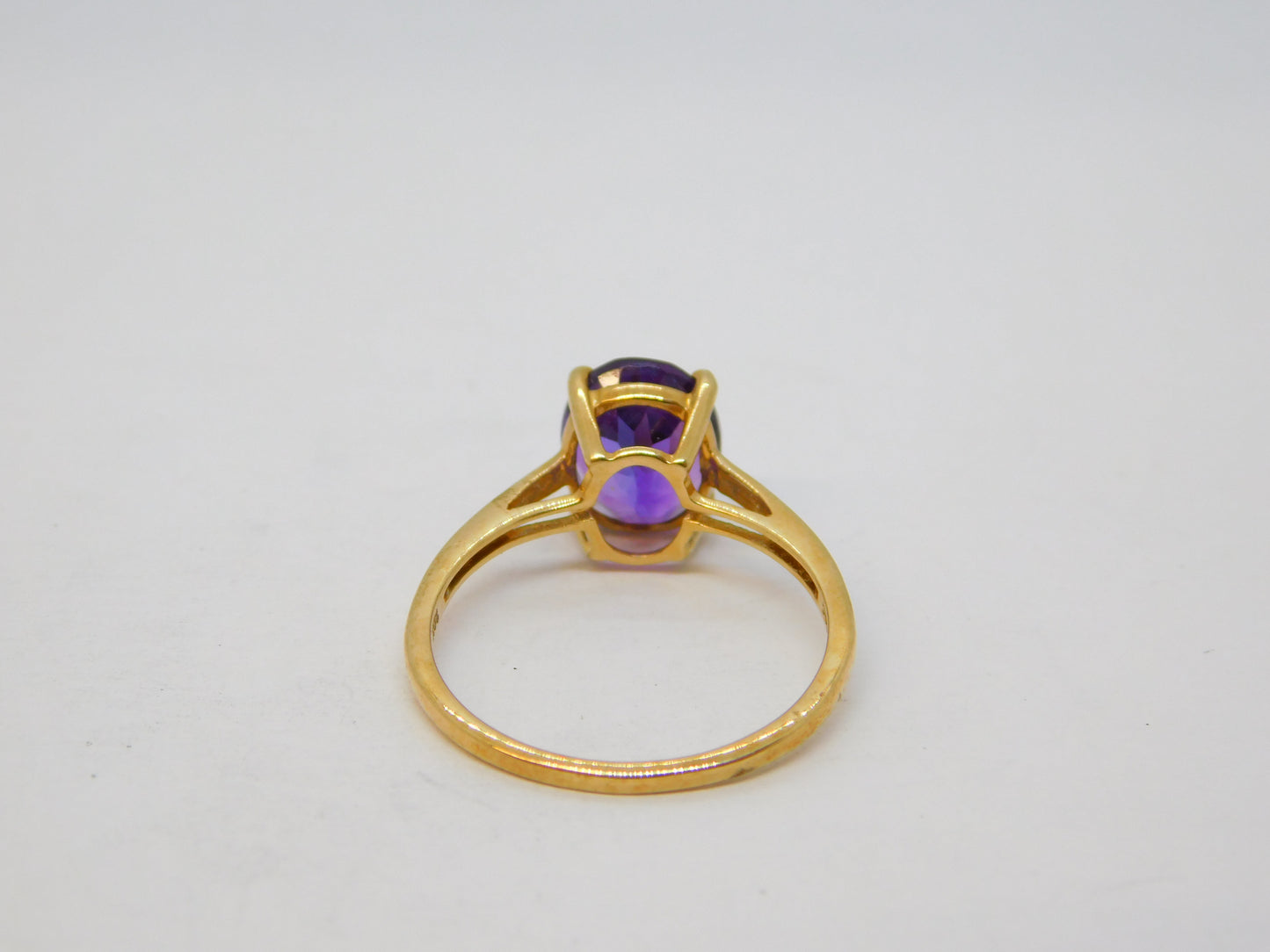 10ct Yellow Gold & Purple Amethyst Dress Ring Vintage c1970