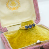 18ct Yellow Gold Cabochon Sapphire Set Band Ring Antique c1920 Art Deco