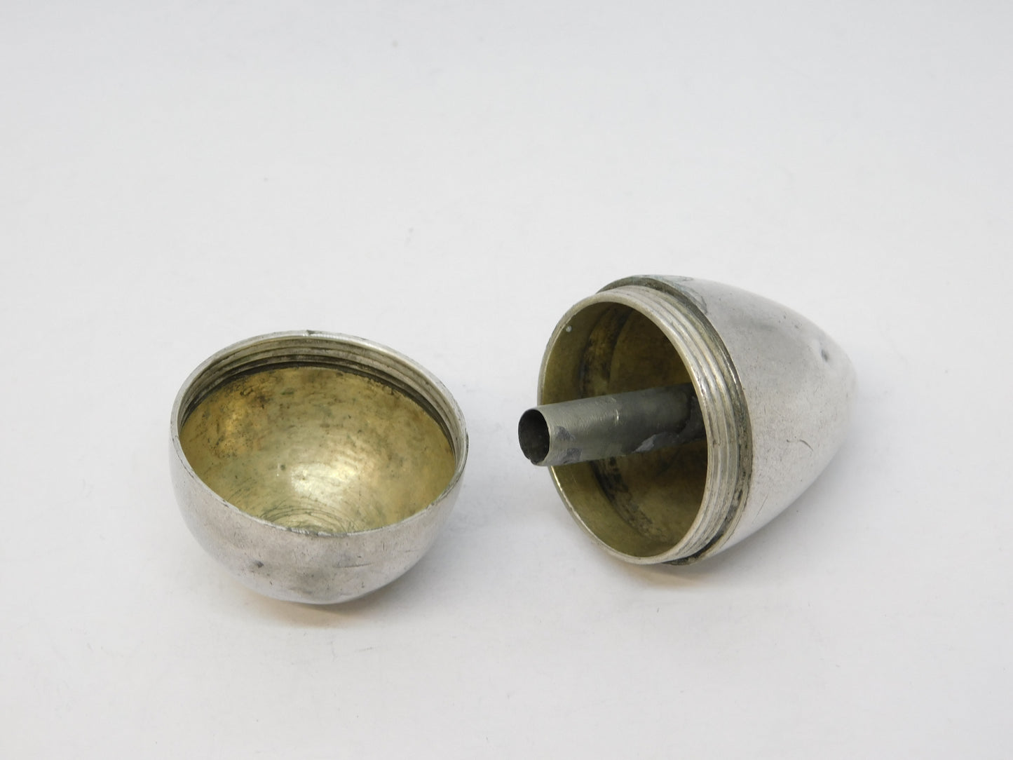 George III Sterling Silver Crested Egg Form Piercing Pot Antique c1790