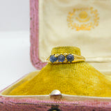 18ct Yellow Gold Cabochon Sapphire Set Band Ring Antique c1920 Art Deco