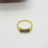 18ct Yellow Gold Cabochon Sapphire Set Band Ring Antique c1920 Art Deco
