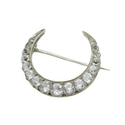 19th Century French Belle Epoque .950 Silver & Paste Crescent Brooch Antique c1880