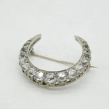 19th Century French Belle Epoque .950 Silver & Paste Crescent Brooch Antique c1880