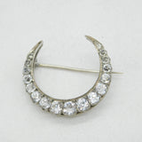 19th Century French Belle Epoque .950 Silver & Paste Crescent Brooch Antique c1880