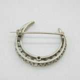 19th Century French Belle Epoque .950 Silver & Paste Crescent Brooch Antique c1880