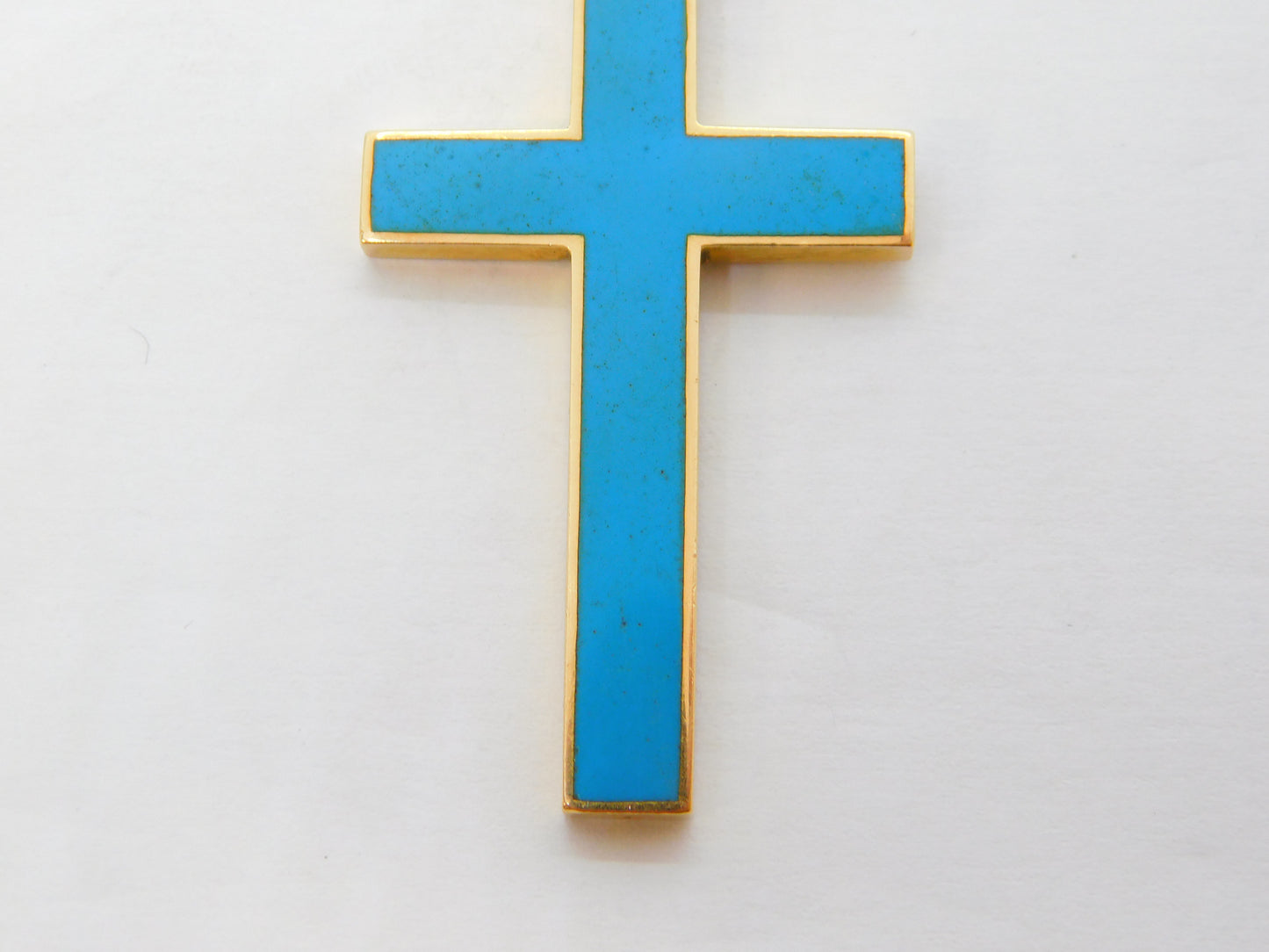 Victorian 15ct Gold Blue Enamel Large Cross Pendant Antique 1897 Chester