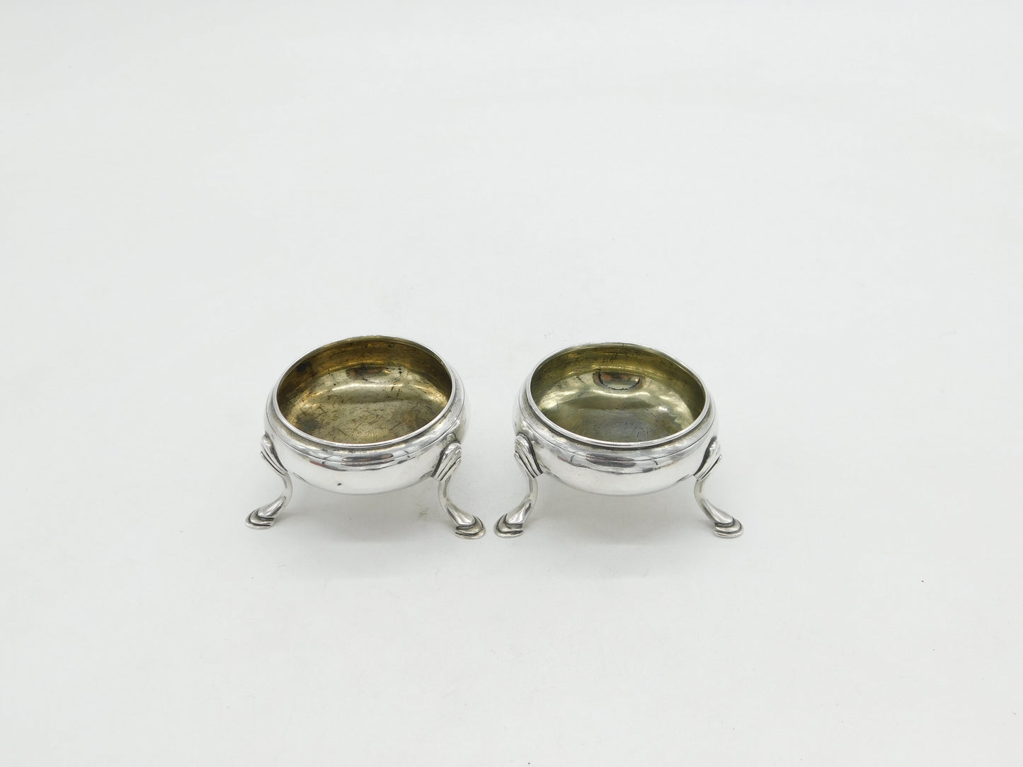 George III Pair of Sterling Silver Salt Cellars Antique 1802 London Bateman