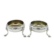 George III Pair of Sterling Silver Salt Cellars Antique 1802 London Bateman