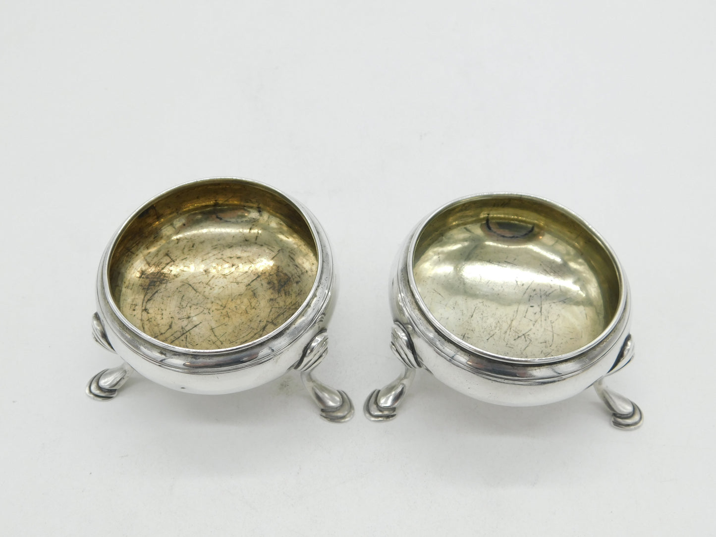 George III Pair of Sterling Silver Salt Cellars Antique 1802 London Bateman