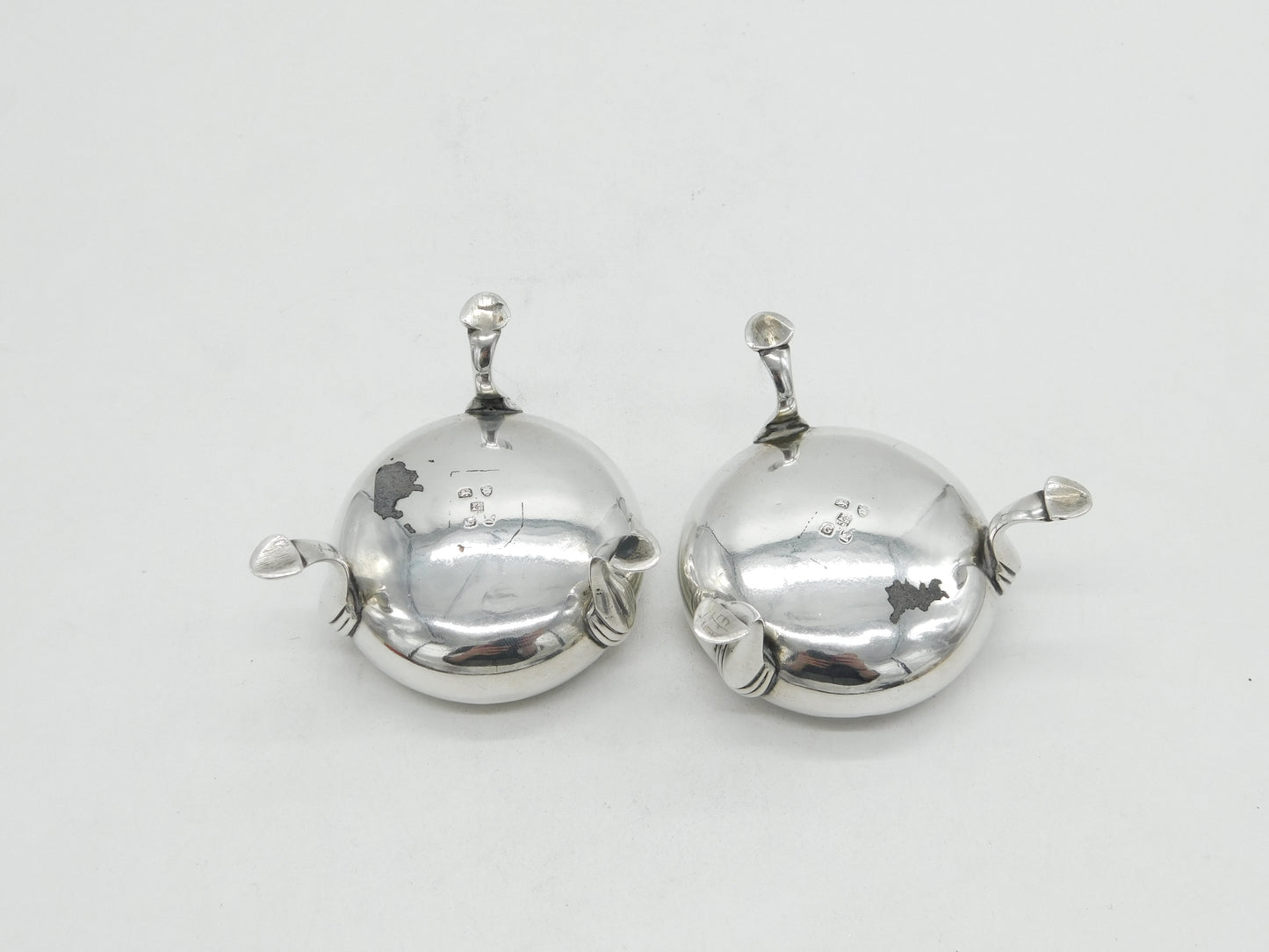 George III Pair of Sterling Silver Salt Cellars Antique 1802 London Bateman