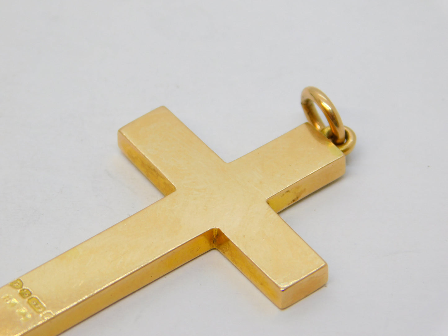 Victorian 15ct Gold Blue Enamel Large Cross Pendant Antique 1897 Chester