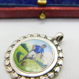 Sterling Silver & Enamel Football Player Sporting Fob Medal 1922 Birmingham AF