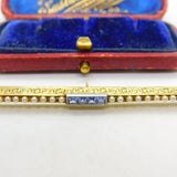Victorian 14ct Yellow Gold, Seed Pearl & Sapphire Set Bar Brooch c1880 Antique