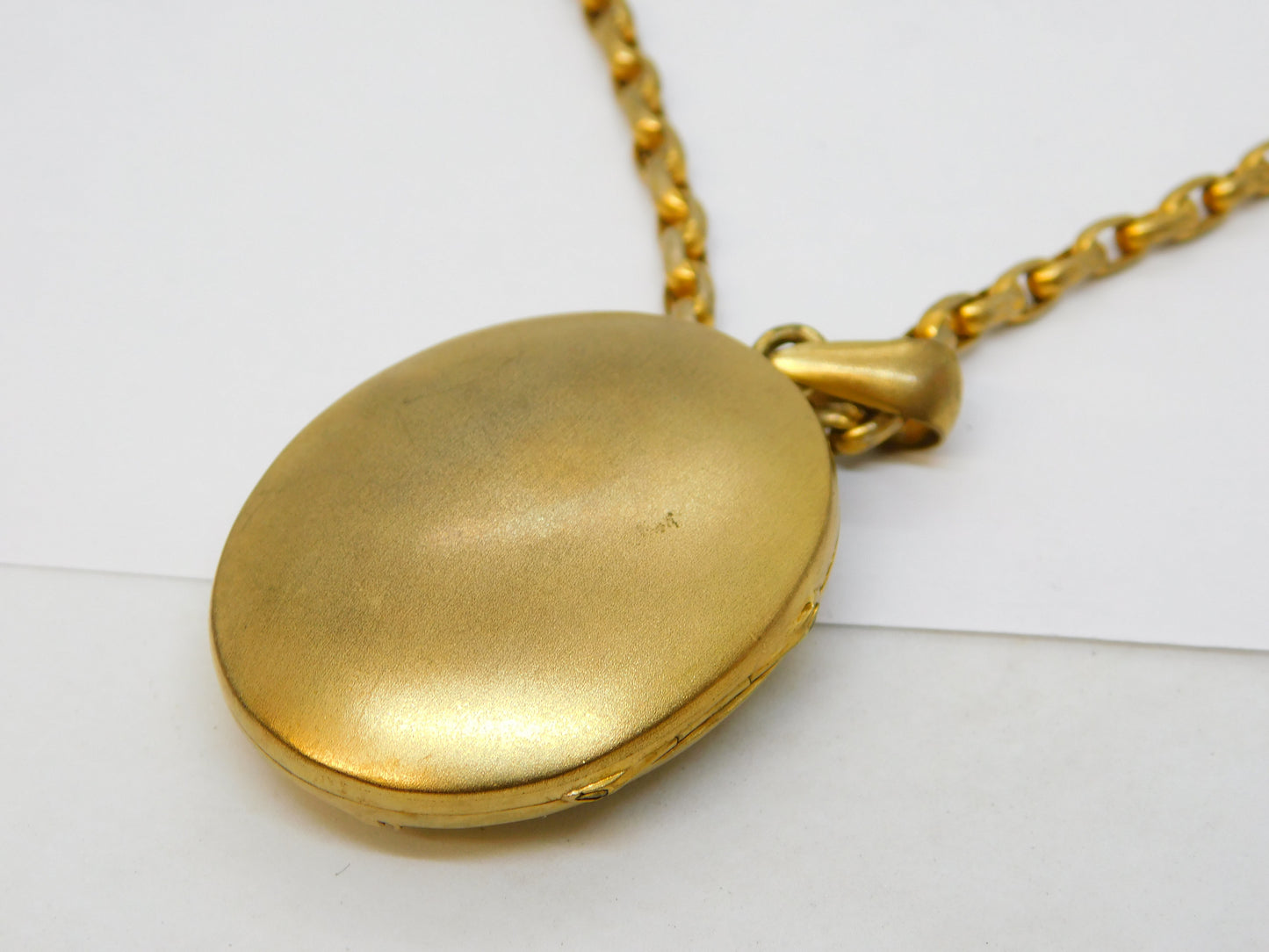 Victorian Pinchbeck Floral Mourning Locket Pendant Necklace Antique c1860
