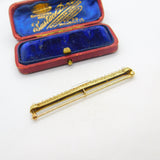 Victorian 14ct Yellow Gold, Seed Pearl & Sapphire Set Bar Brooch c1880 Antique