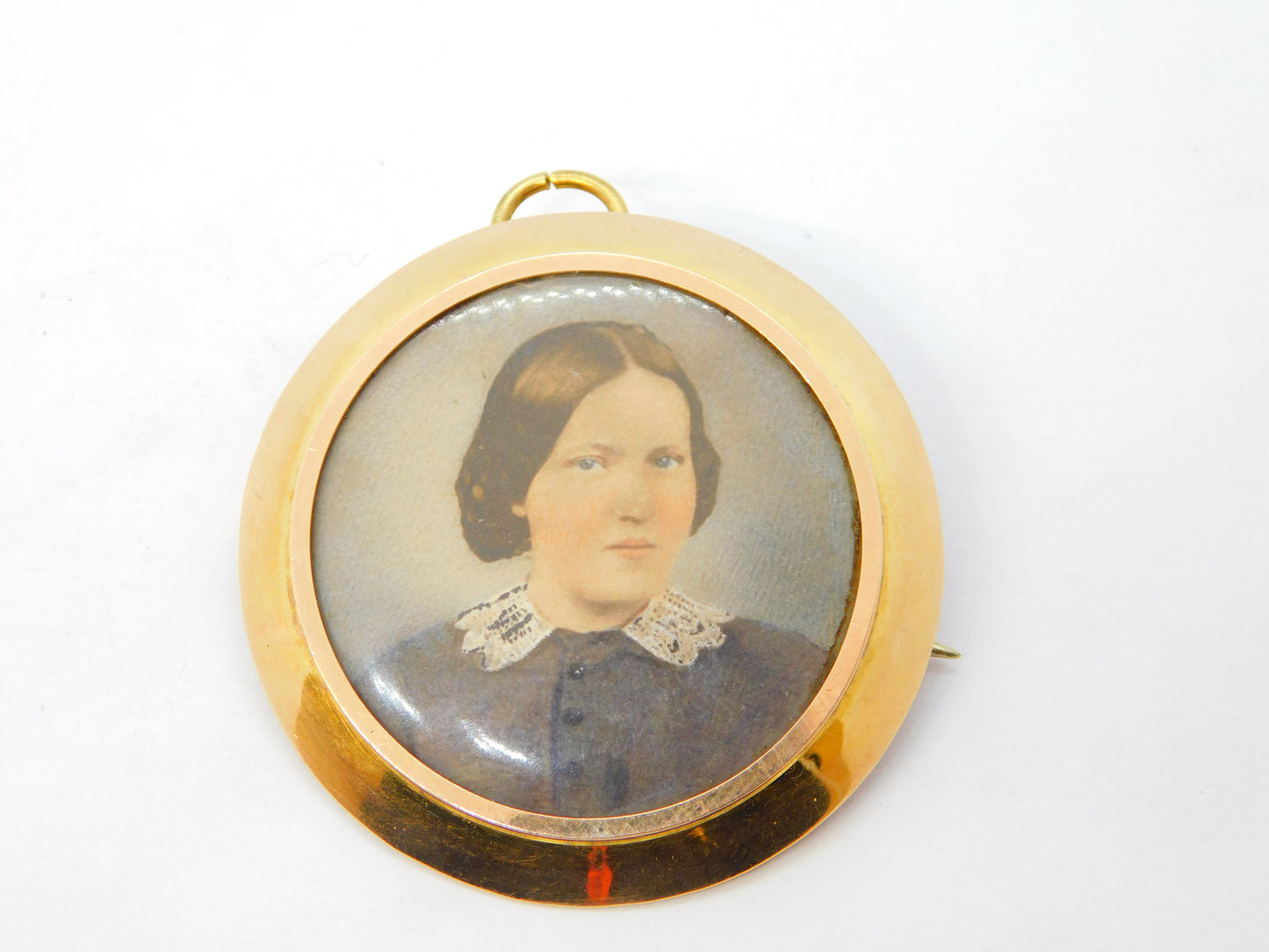 Victorian 9ct Yellow Gold, Portrait & Hair Set Mourning Brooch Pendant Antique c1900