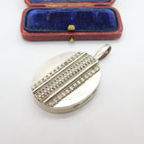 Victorian Aesthetic Movement Large Sterling Silver Locket Pendant c1860 Antique