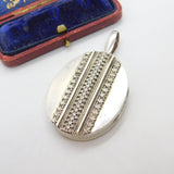 Victorian Aesthetic Movement Large Sterling Silver Locket Pendant c1860 Antique