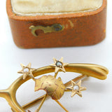 Victorian Australian 9ct Gold Seed Pearl Southern Cross Lucky Brooch c1880