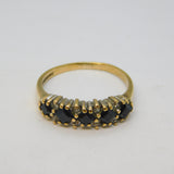 9ct Yellow Gold, Sapphire & Diamond Dress Ring Vintage 1973 London