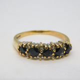 9ct Yellow Gold, Sapphire & Diamond Dress Ring Vintage 1973 London