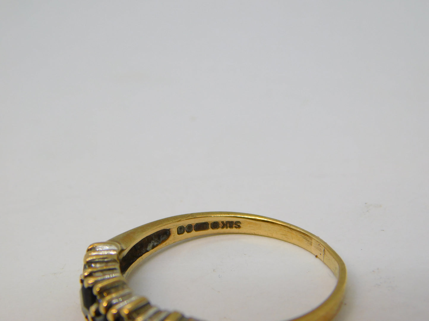 9ct Yellow Gold, Sapphire & Diamond Dress Ring Vintage 1973 London