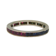 20th Century Platinum, Ruby & Sapphire Eternity Ring Antique c1920 Art Deco