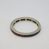 20th Century Platinum, Ruby & Sapphire Eternity Ring Antique c1920 Art Deco