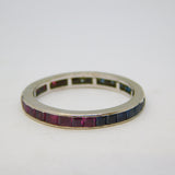 20th Century Platinum, Ruby & Sapphire Eternity Ring Antique c1920 Art Deco