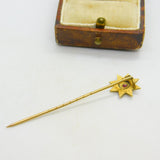 Victorian 9ct Yellow Gold, Garnet & Seed Pearl Sun Form Stick Pin Antique 1876