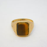 9ct Yellow Gold Tiger's Eye Set Signet Ring Vintage c1970 Birmingham