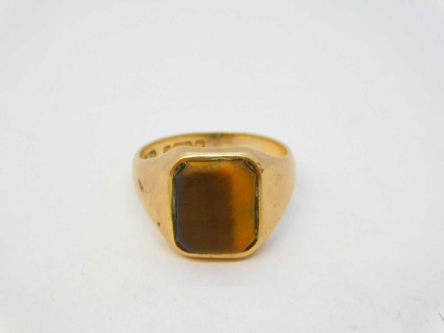 9ct Yellow Gold Tiger's Eye Set Signet Ring Vintage c1970 Birmingham