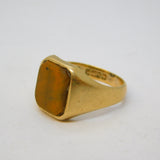 9ct Yellow Gold Tiger's Eye Set Signet Ring Vintage c1970 Birmingham
