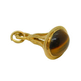 9ct Yellow Gold Cabochon Tiger's Eye Set Fob Pendant Vintage 1963 London