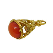 9ct Yellow Gold Cabochon Cut Carnelian Agate Fob Pendant Vintage 1983 London