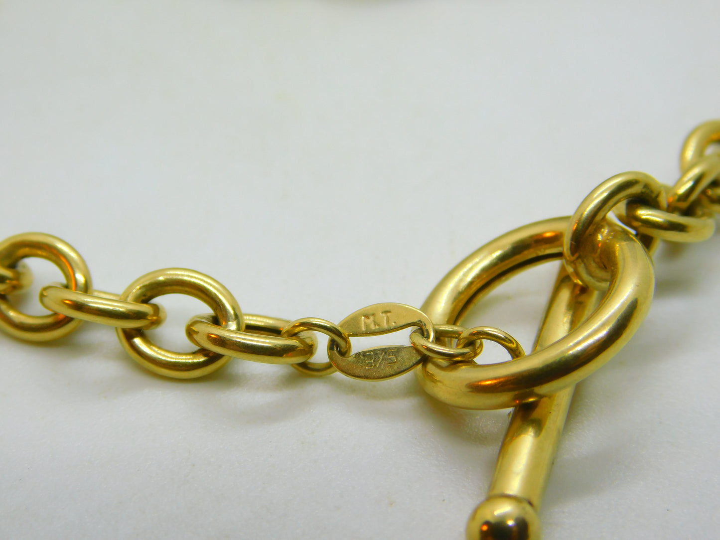 Italian 9ct Yellow Gold Cable Link Chain Necklace T-Bar Clasp Vintage c1980 42cm