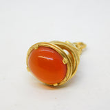 9ct Yellow Gold Cabochon Cut Carnelian Agate Fob Pendant Vintage 1983 London