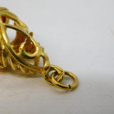 9ct Yellow Gold Cabochon Cut Carnelian Agate Fob Pendant Vintage 1983 London