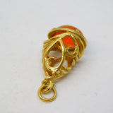 9ct Yellow Gold Cabochon Cut Carnelian Agate Fob Pendant Vintage 1983 London