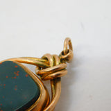 Edwardian 9ct Rose, Carnelian & Bloodstone Spinner Fob Pendant Antique c1910