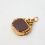 Edwardian 9ct Rose, Carnelian & Bloodstone Spinner Fob Pendant Antique c1910