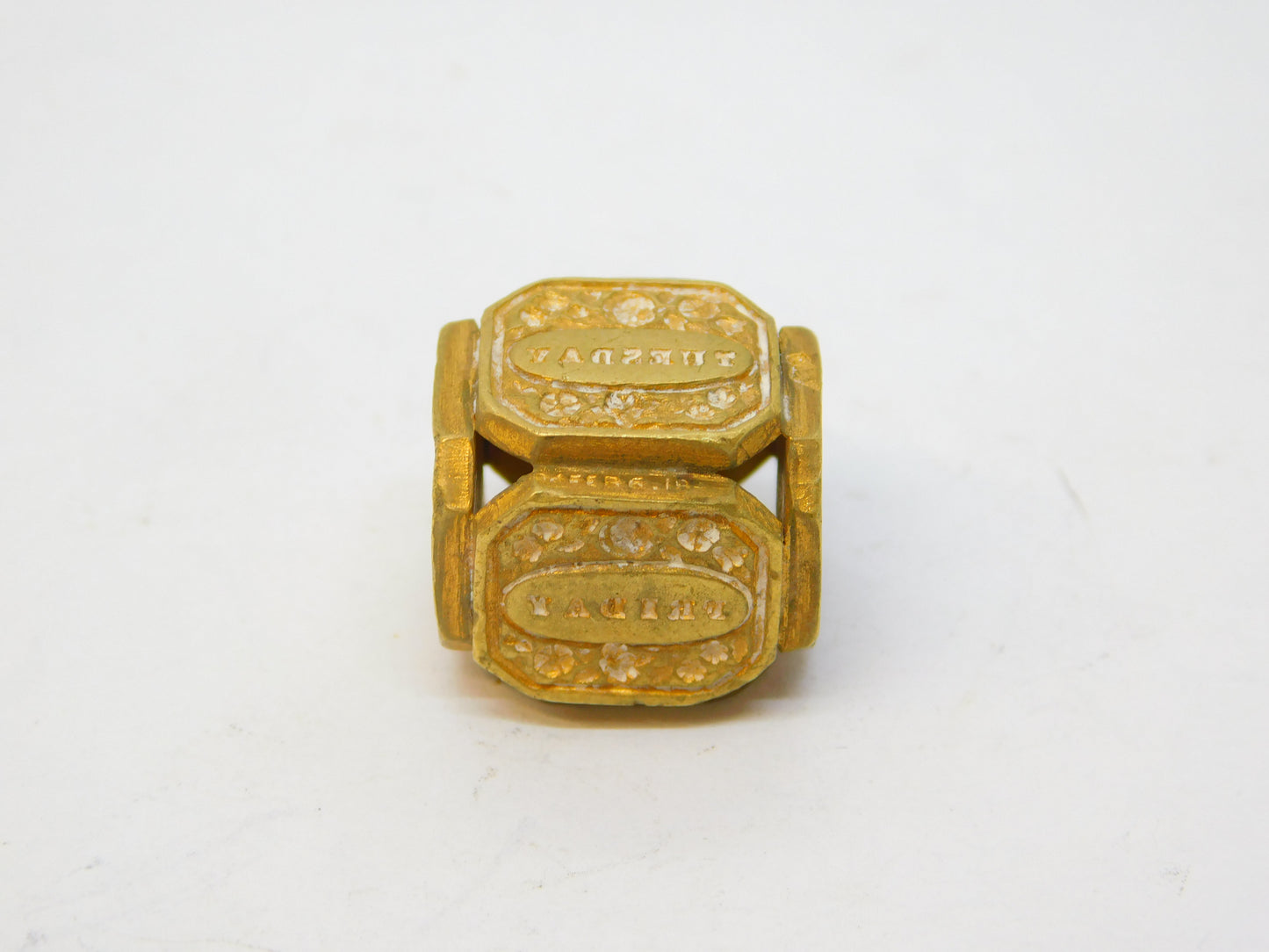 George III Ornate Gilt Metal Six-Sided Days of the Week Dice Antique c1820