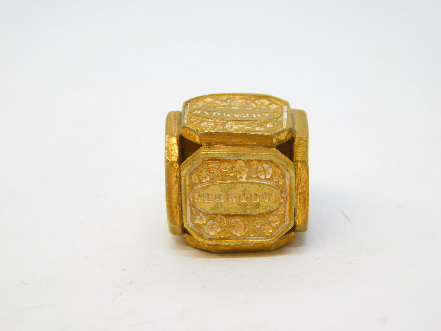 George III Ornate Gilt Metal Six-Sided Days of the Week Dice Antique c1820