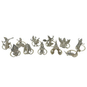 Siam Set of Sterling Silver God, Boat & Temple Form Place Settings Antique c1920 Art Deco