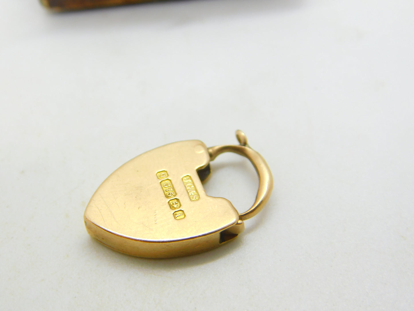 Edwardian 9ct Rose Gold Heart Lock Charm Clasp Antique 1908 Birmingham