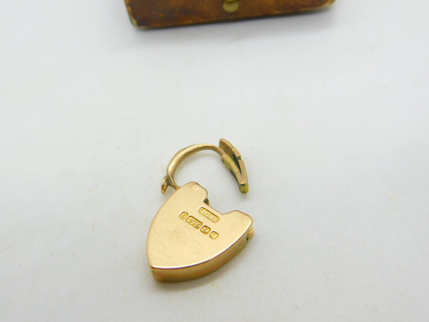 Edwardian 9ct Rose Gold Heart Lock Charm Clasp Antique 1908 Birmingham
