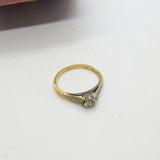 18ct Gold & Platinum Set 0.1ct Diamond Solitaire Ring Antique c1920 Art Deco