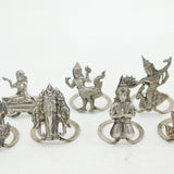 Siam Set of Sterling Silver God, Boat & Temple Form Place Settings Antique c1920 Art Deco