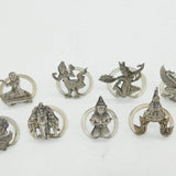 Siam Set of Sterling Silver God, Boat & Temple Form Place Settings Antique c1920 Art Deco